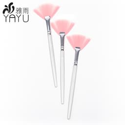 亚马逊扇形面膜刷珠光杆粉色软毛尼龙毛刷塑料柄余粉化妆刷美容院 thumbnail 4