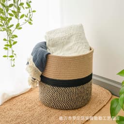 棉绳收纳筐家居防尘折叠浴室脏衣篮零食篮筐花盆绿植置物篮编制篮 thumbnail 3