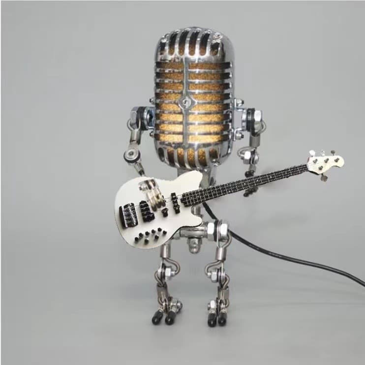 Cross-border hot Metal Microphone Robot Metal Microphone guitar with light home decoration