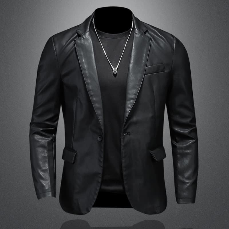 Foreign Trade Amazon 2025 Spring & Fall New Men's Slim and Versatile Pu Small Suit Men's Lapel Leather Jacket Men's Jacket